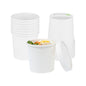 Bio Tek 12 oz Round White Paper Soup Container - 3 1/2" x 3 1/2" x 3 1/2" - 25 count box
