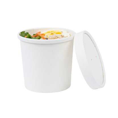 Bio Tek 12 oz Round White Paper Soup Container - 3 1/2" x 3 1/2" x 3 1/2" - 25 count box