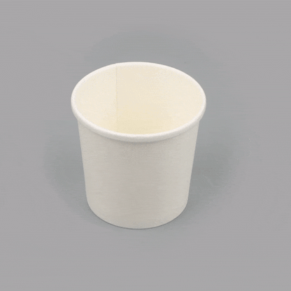 Bio Tek 12 oz Round White Paper Soup Container - 3 1/2" x 3 1/2" x 3 1/2" - 25 count box