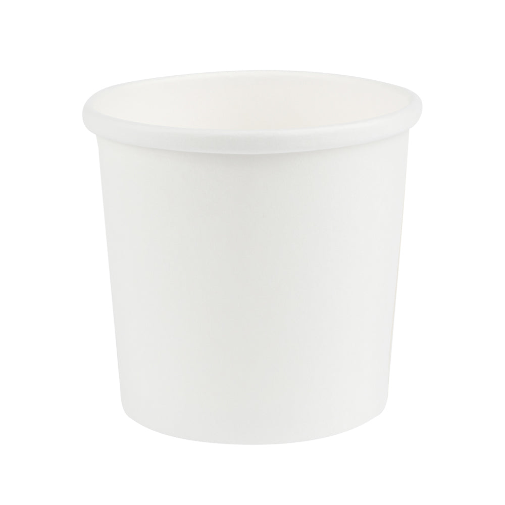 Bio Tek 12 oz Round White Paper Soup Container - 3 1/2" x 3 1/2" x 3 1/2" - 200 count box