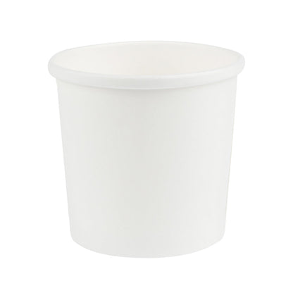 Bio Tek 12 oz Round White Paper Soup Container - 3 1/2" x 3 1/2" x 3 1/2" - 200 count box