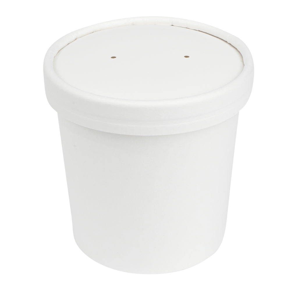 Bio Tek 12 oz Round White Paper Soup Container - 3 1/2" x 3 1/2" x 3 1/2" - 200 count box