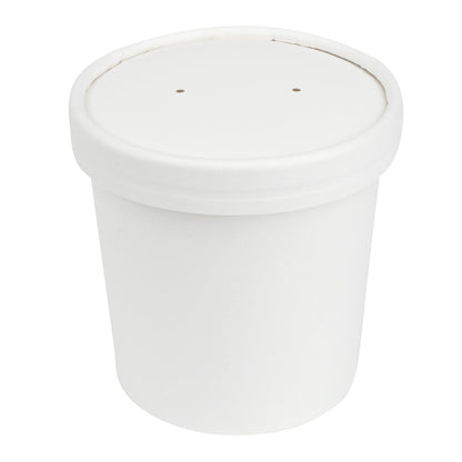 Bio Tek 12 oz Round White Paper Soup Container - 3 1/2" x 3 1/2" x 3 1/2" - 200 count box