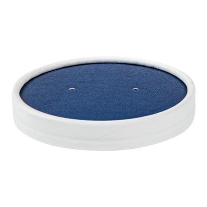 Bio Tek Round Blue and White Stripe Paper Soup Container Lid - Fits 12 oz - 25 count box
