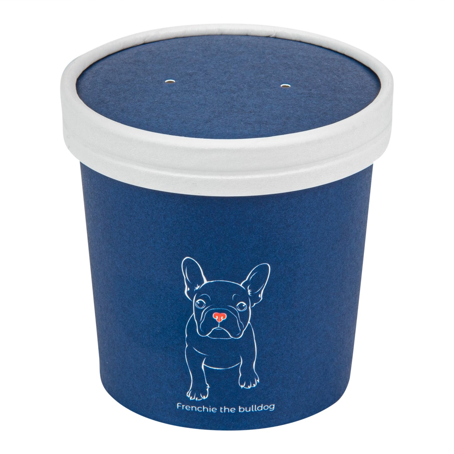Bio Tek Round Blue and White Stripe Paper Soup Container Lid - Fits 12 oz - 200 count box