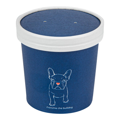Bio Tek Round Blue and White Stripe Paper Soup Container Lid - Fits 12 oz - 200 count box