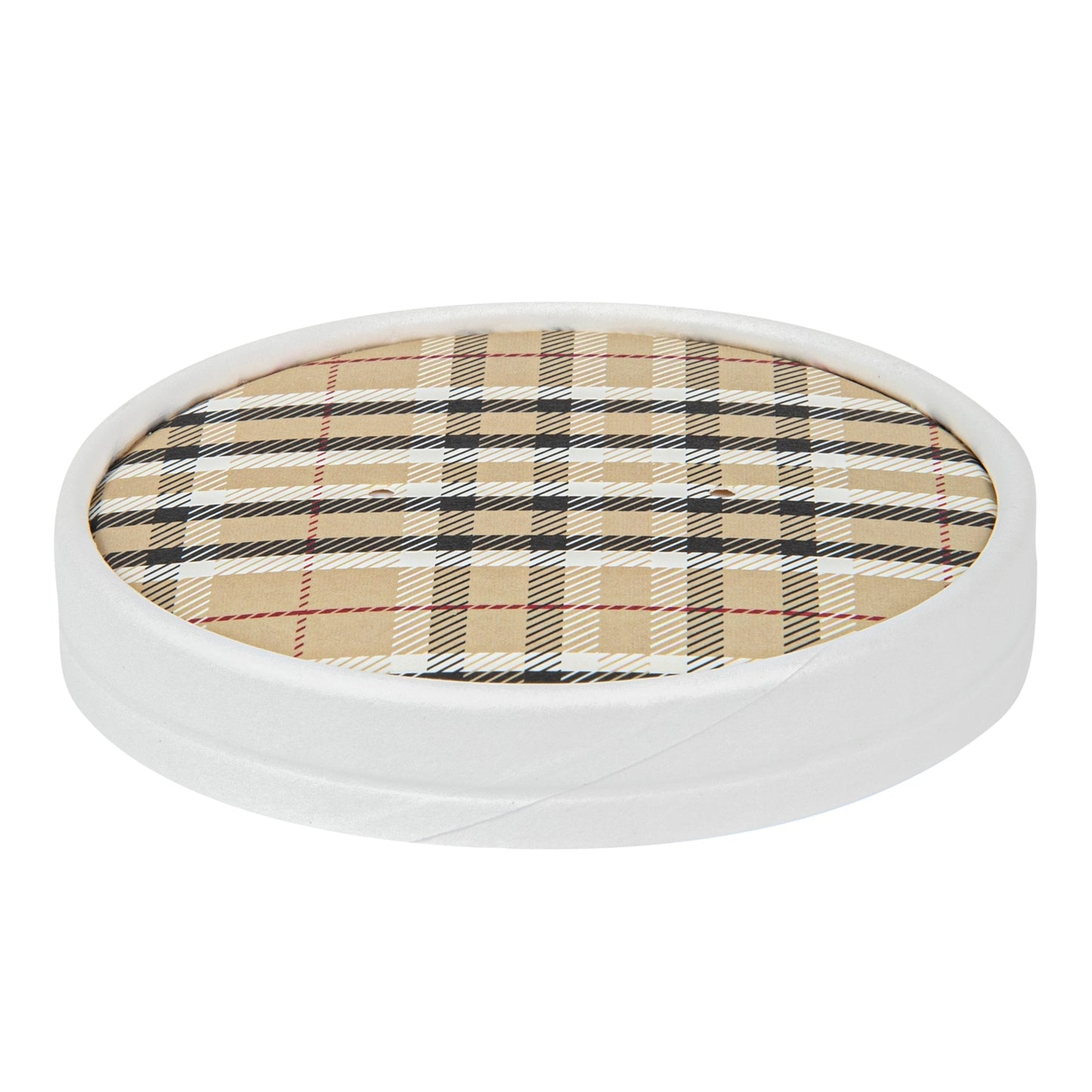 Bio Tek Round Plaid Paper Soup Container Lid - Fits 12 oz - 25 count box