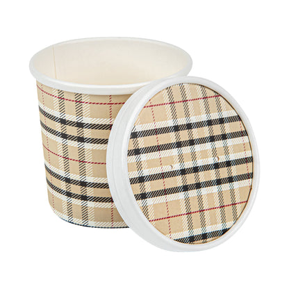 Bio Tek Round Plaid Paper Soup Container Lid - Fits 12 oz - 25 count box