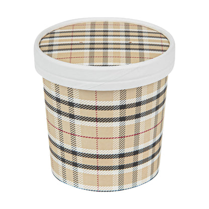 Bio Tek Round Plaid Paper Soup Container Lid - Fits 12 oz - 200 count box
