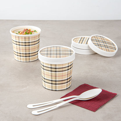 Bio Tek Round Plaid Paper Soup Container Lid - Fits 12 oz - 200 count box