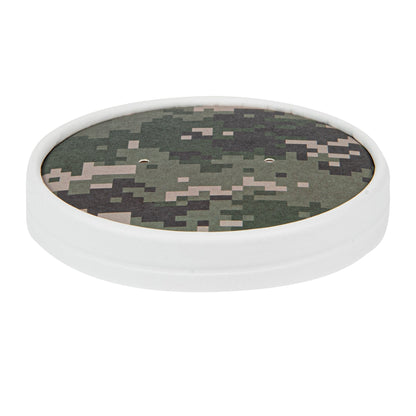 Bio Tek Round Camouflage Paper Soup Container Lid - Fits 12 oz - 25 count box