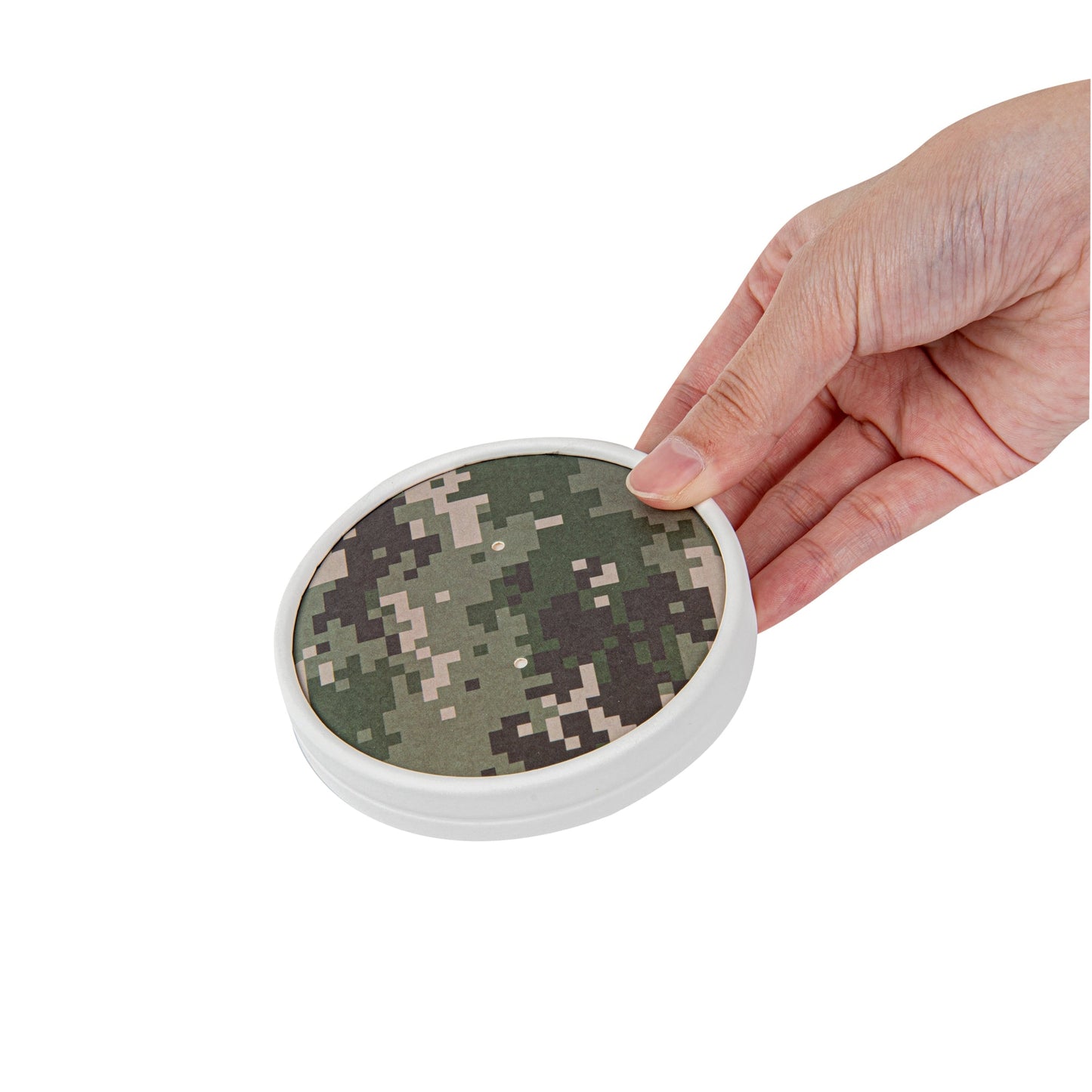 Bio Tek Round Camouflage Paper Soup Container Lid - Fits 12 oz - 25 count box