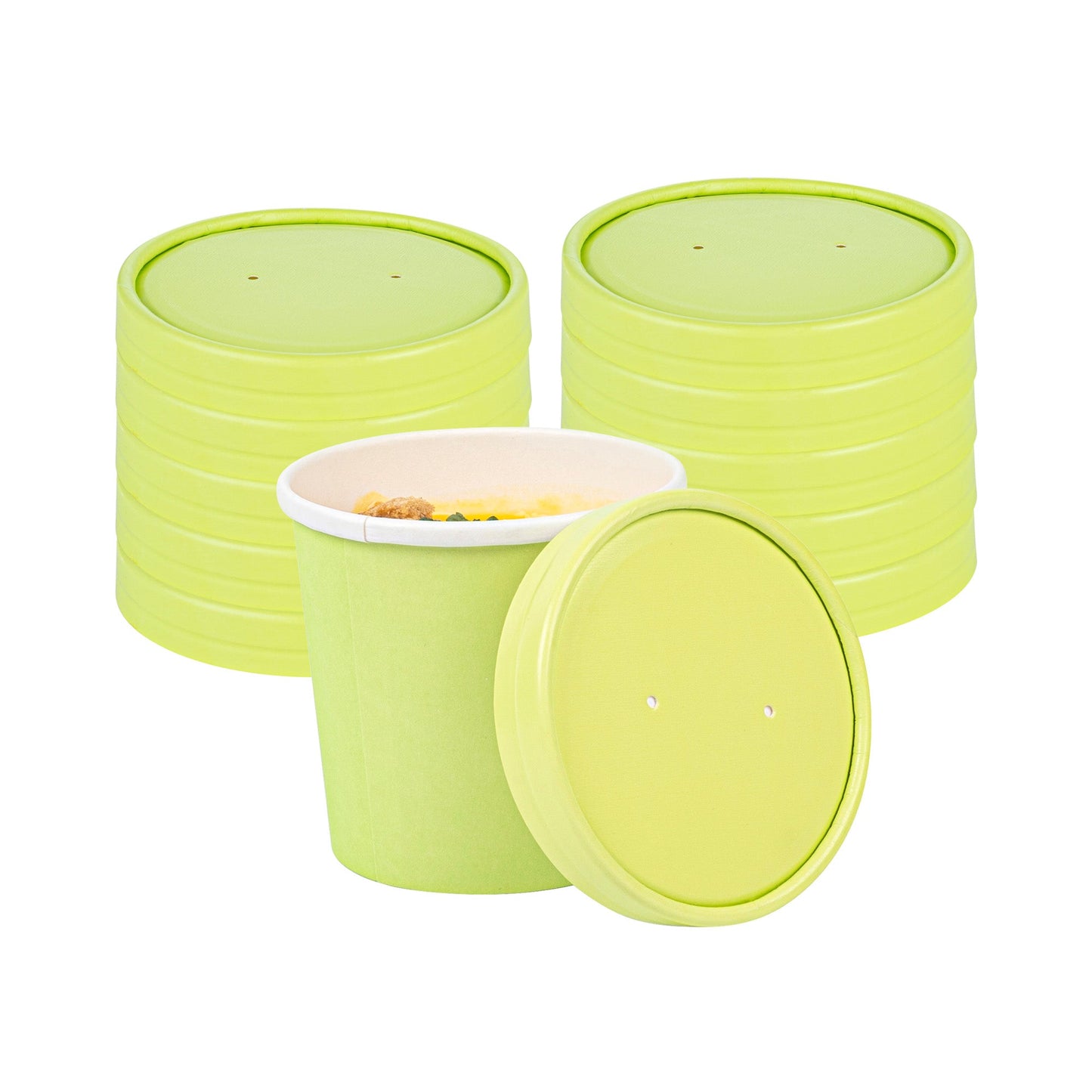 Bio Tek Round Eco Green Paper Soup Container Lid - Fits 12 oz - 200 count box