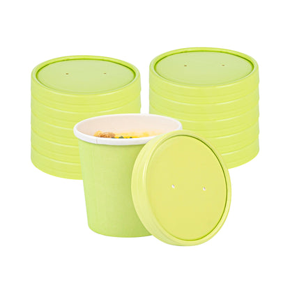 Bio Tek Round Eco Green Paper Soup Container Lid - Fits 12 oz - 200 count box