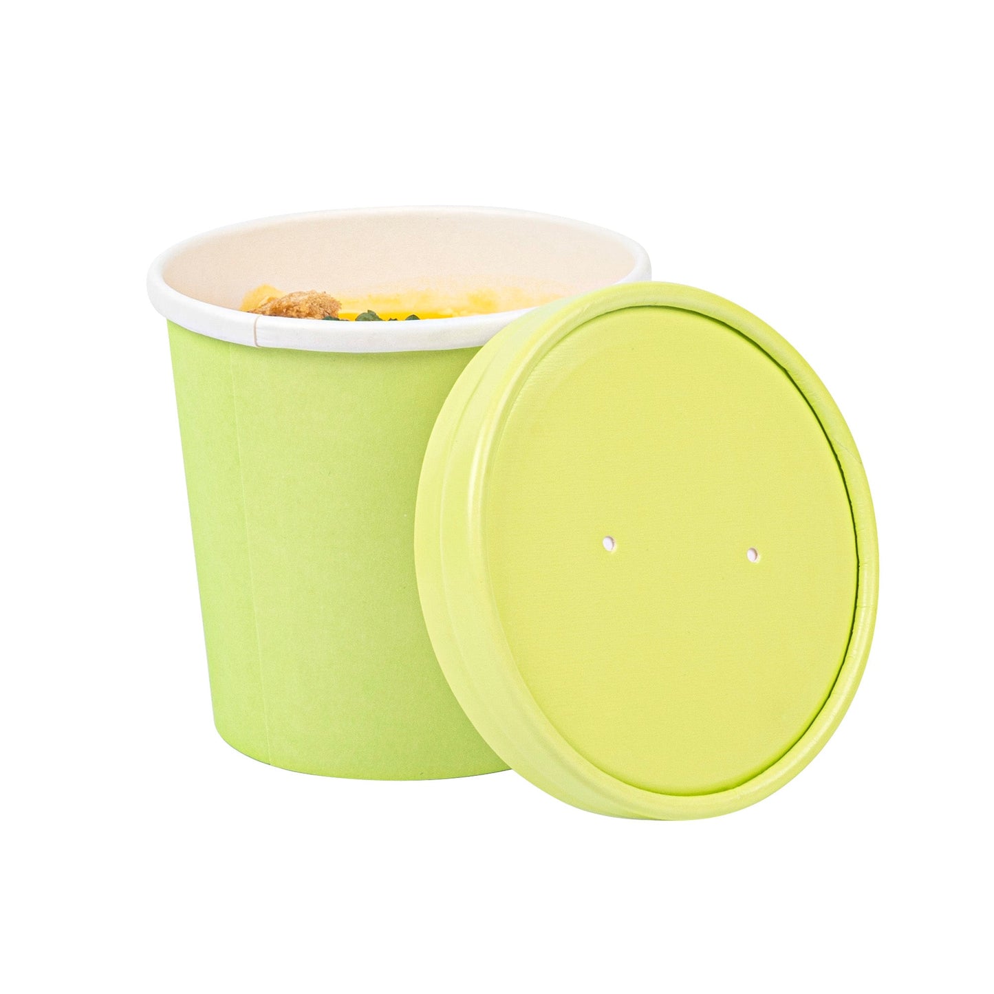 Bio Tek Round Eco Green Paper Soup Container Lid - Fits 12 oz - 25 count box