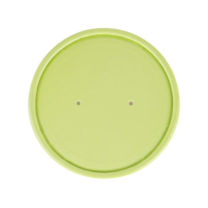 Bio Tek Round Eco Green Paper Soup Container Lid - Fits 12 oz - 200 count box