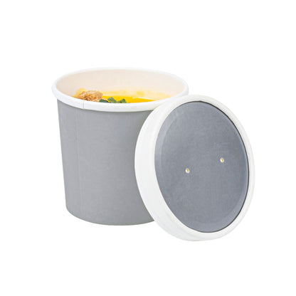 Bio Tek Round Gray Paper Soup Container Lid - Fits 12 oz - 25 count box