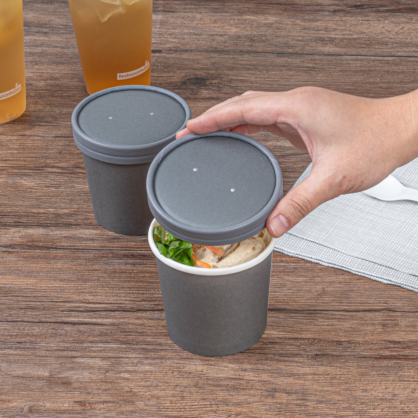 Bio Tek Round Gray Paper Soup Container Lid - Fits 12 oz - 200 count box