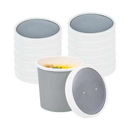 Bio Tek Round Gray Soup Container Lid - White Rim, Fits 12 oz - 200 count box