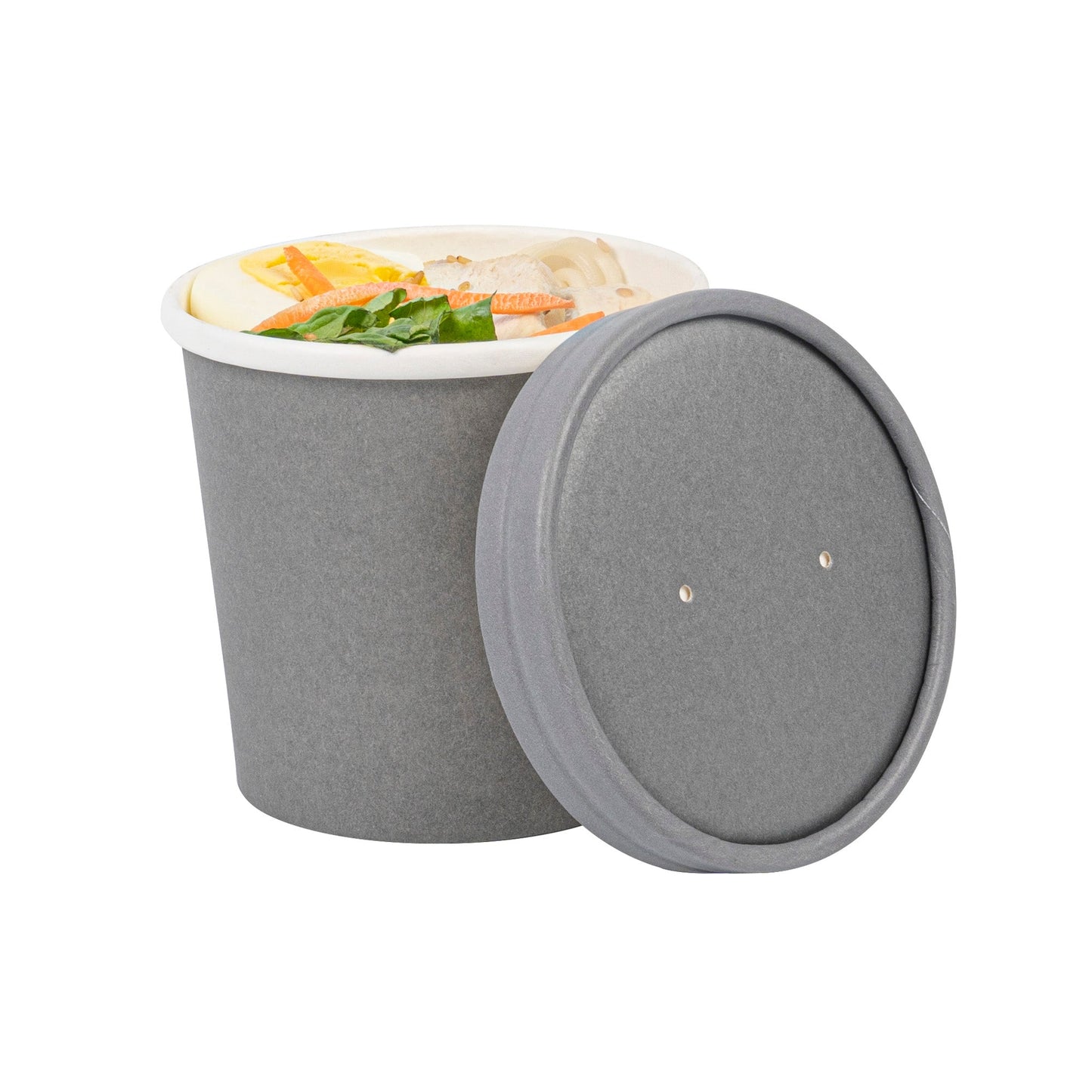 Bio Tek Round Gray Soup Container Lid - White Rim, Fits 12 oz - 25 count box
