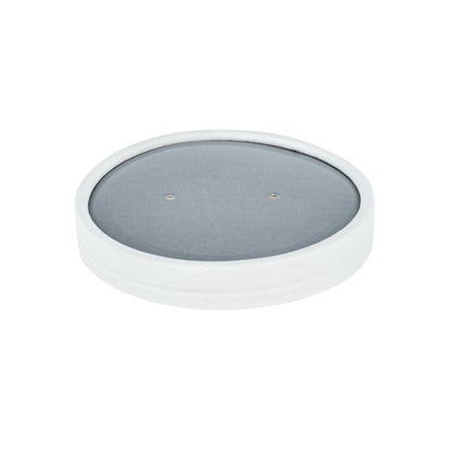 Bio Tek Round Gray Soup Container Lid - White Rim, Fits 12 oz - 200 count box