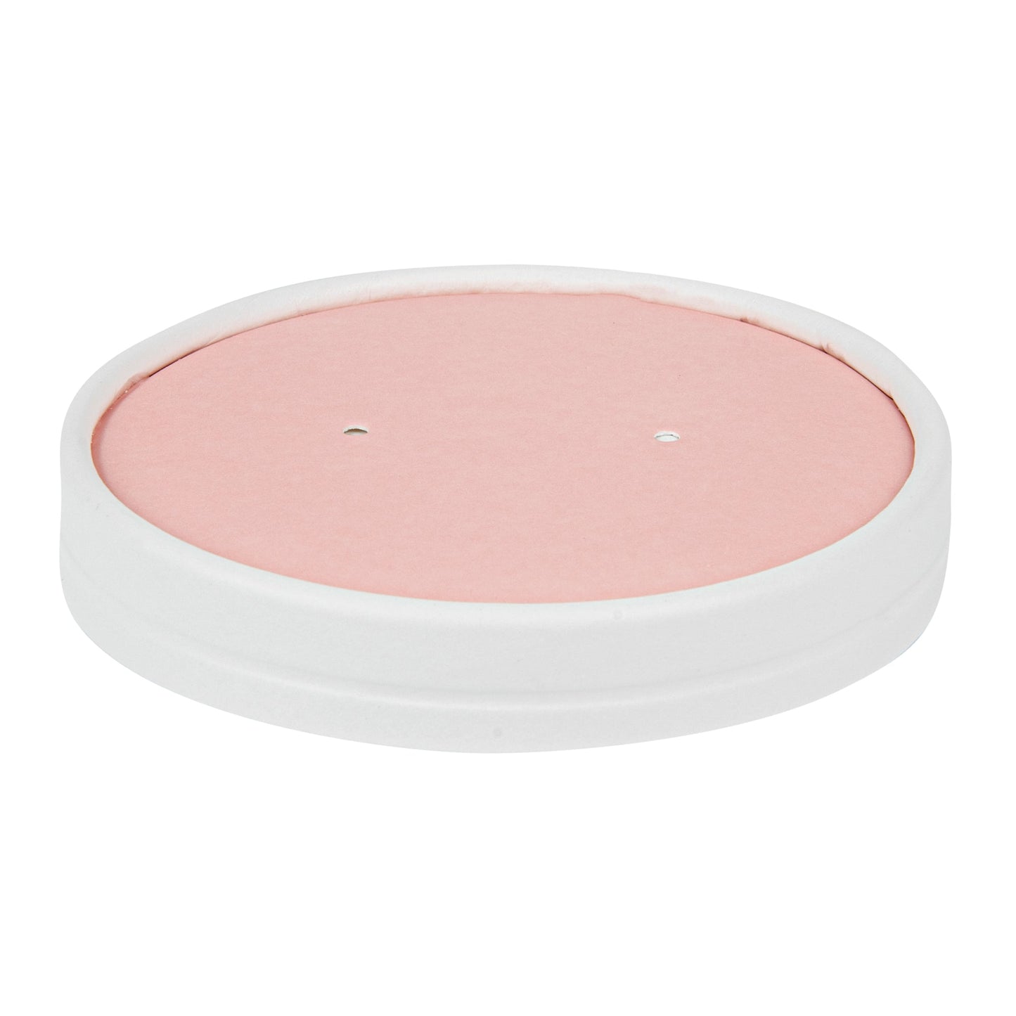Bio Tek Round Pink and White Stripe Paper Soup Container Lid - Fits 12 oz - 25 count box