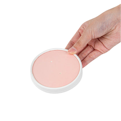 Bio Tek Round Pink and White Stripe Paper Soup Container Lid - Fits 12 oz - 200 count box