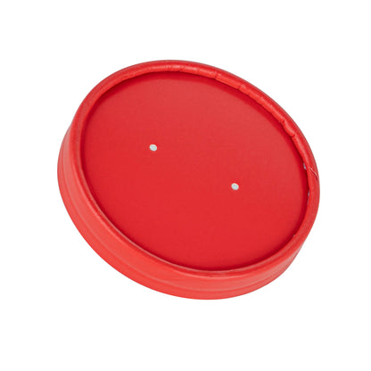 Bio Tek Round Red Paper Soup Container Lid - Fits 12 oz - 25 count box