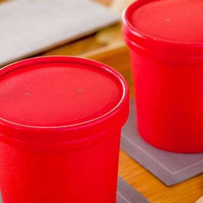 Bio Tek Round Red Paper Soup Container Lid - Fits 12 oz - 25 count box