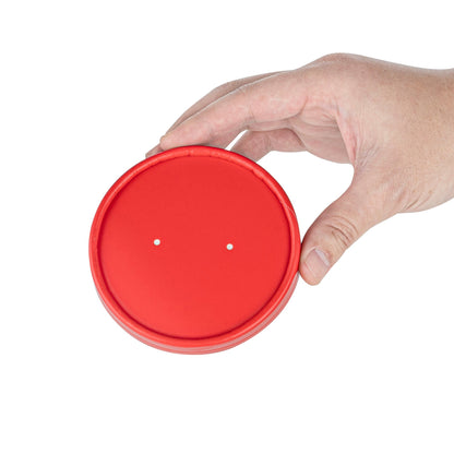 Bio Tek Round Red Paper Soup Container Lid - Fits 12 oz - 25 count box