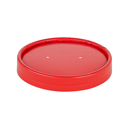 Bio Tek Round Red Paper Soup Container Lid - Fits 12 oz - 25 count box