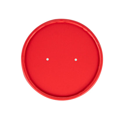 Bio Tek Round Red Paper Soup Container Lid - Fits 12 oz - 25 count box
