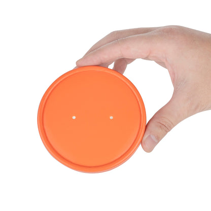 Bio Tek Round Tangerine Orange Paper Soup Container Lid - Fits 12 oz - 200 count box