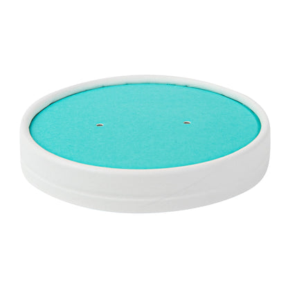 Bio Tek Round Turquoise Paper Soup Container Lid - Fits 12 oz - 200 count box