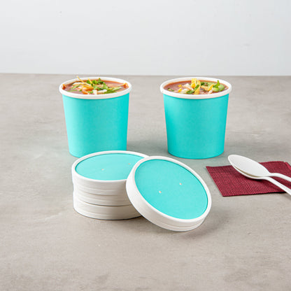 Bio Tek Round Turquoise Paper Soup Container Lid - Fits 12 oz - 200 count box