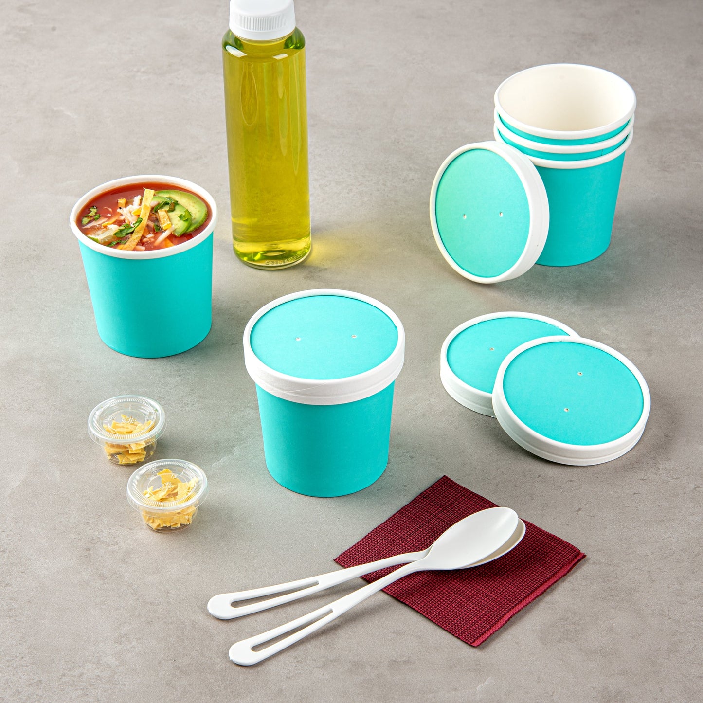 Bio Tek Round Turquoise Paper Soup Container Lid - Fits 12 oz - 200 count box