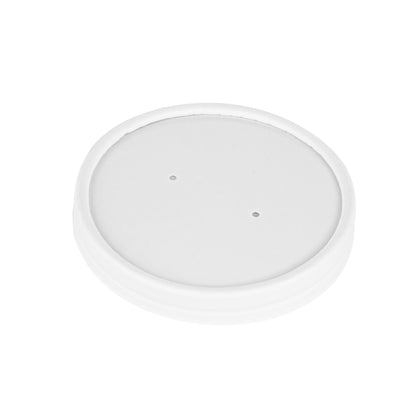 Bio Tek Round White Paper Soup Container Lid - Fits 8 and 12 oz - 25 count box