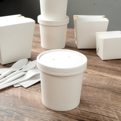 Bio Tek Round White Paper Soup Container Lid - Fits 8 and 12 oz - 25 count box