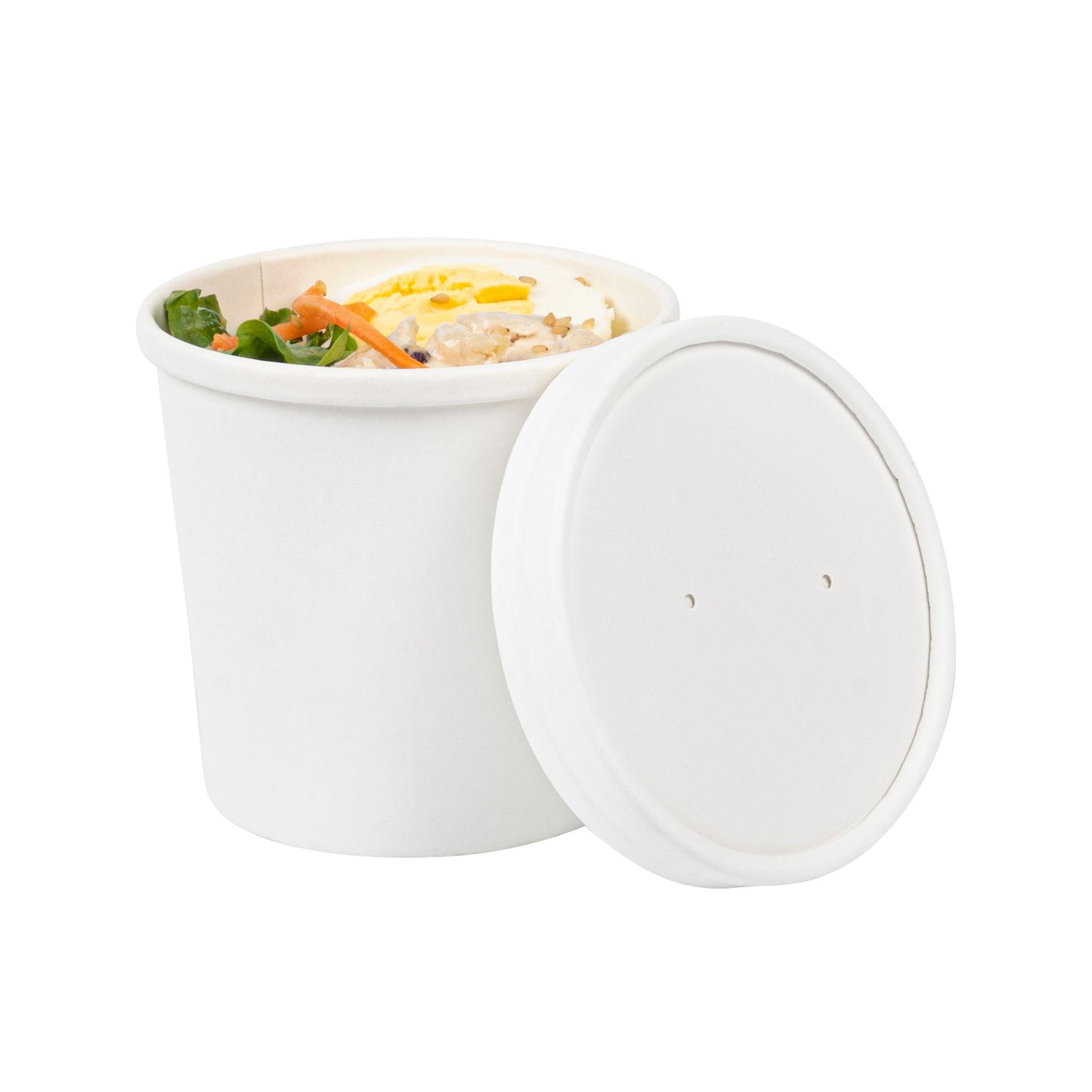 Bio Tek Round White Paper Soup Container Lid - Fits 8 and 12 oz - 200 count box