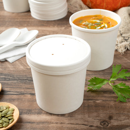 Bio Tek Round White Paper Soup Container Lid - Fits 8 and 12 oz - 200 count box