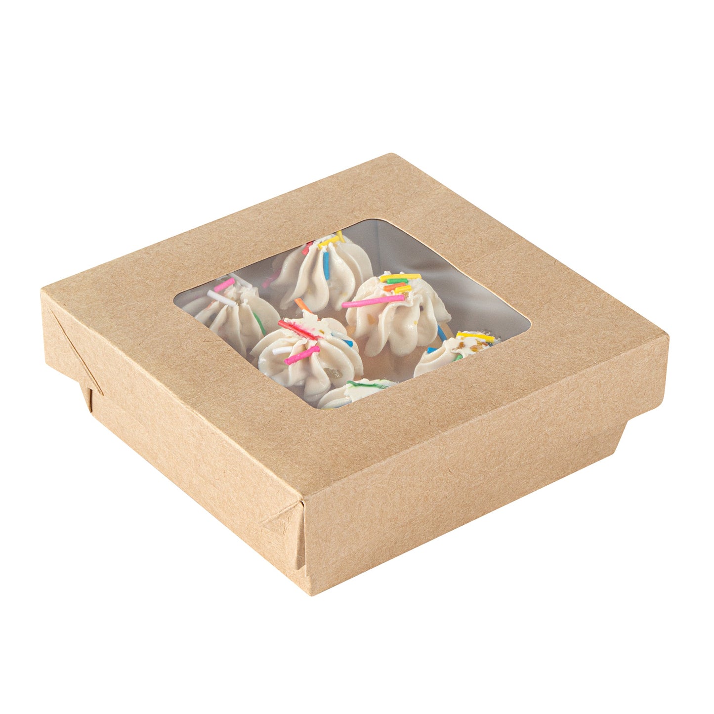 Cafe Vision 13 oz Square Kraft Paper Small Take Out Container - 4 1/2" x 4 1/2" x 1 1/2" - 200 count box