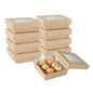 Cafe Vision 13 oz Square Kraft Paper Small Take Out Container - 4 1/2" x 4 1/2" x 1 1/2" - 25 count box