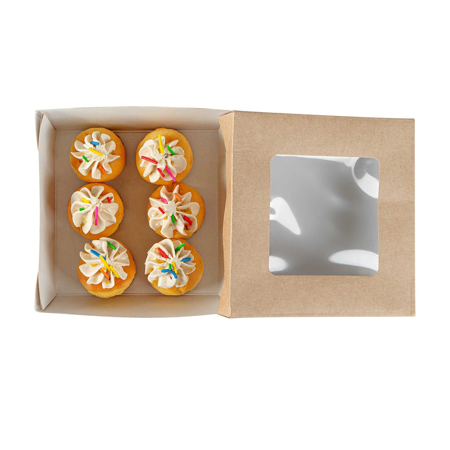 Cafe Vision 13 oz Square Kraft Paper Small Take Out Container - 4 1/2" x 4 1/2" x 1 1/2" - 25 count box