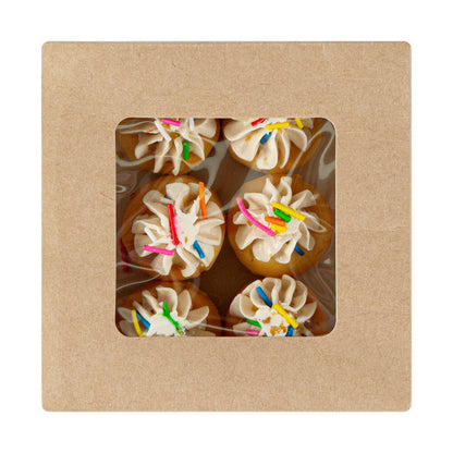 Cafe Vision 13 oz Square Kraft Paper Small Take Out Container - 4 1/2" x 4 1/2" x 1 1/2" - 25 count box