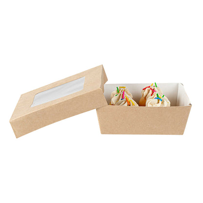 Cafe Vision 13 oz Square Kraft Paper Small Take Out Container - 4 1/2" x 4 1/2" x 1 1/2" - 200 count box