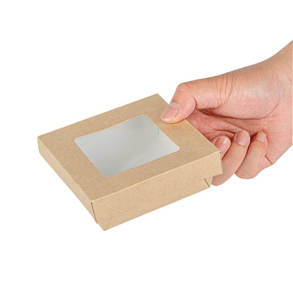 Cafe Vision 13 oz Square Kraft Paper Small Take Out Container - 4 1/2" x 4 1/2" x 1 1/2" - 200 count box