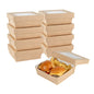 Cafe Vision 27 oz Square Kraft Paper Medium Take Out Container - 5 1/4" x 5 1/4" x 2" - 25 count box