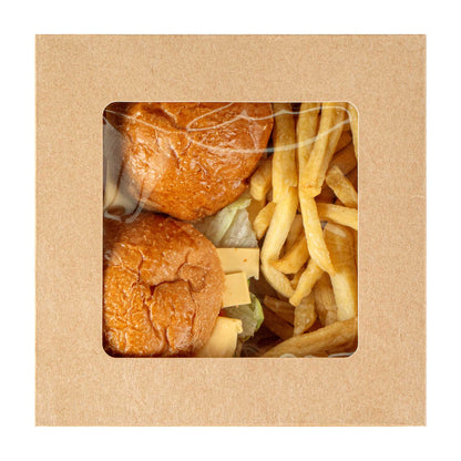 Cafe Vision 27 oz Square Kraft Paper Medium Take Out Container - 5 1/4" x 5 1/4" x 2" - 25 count box