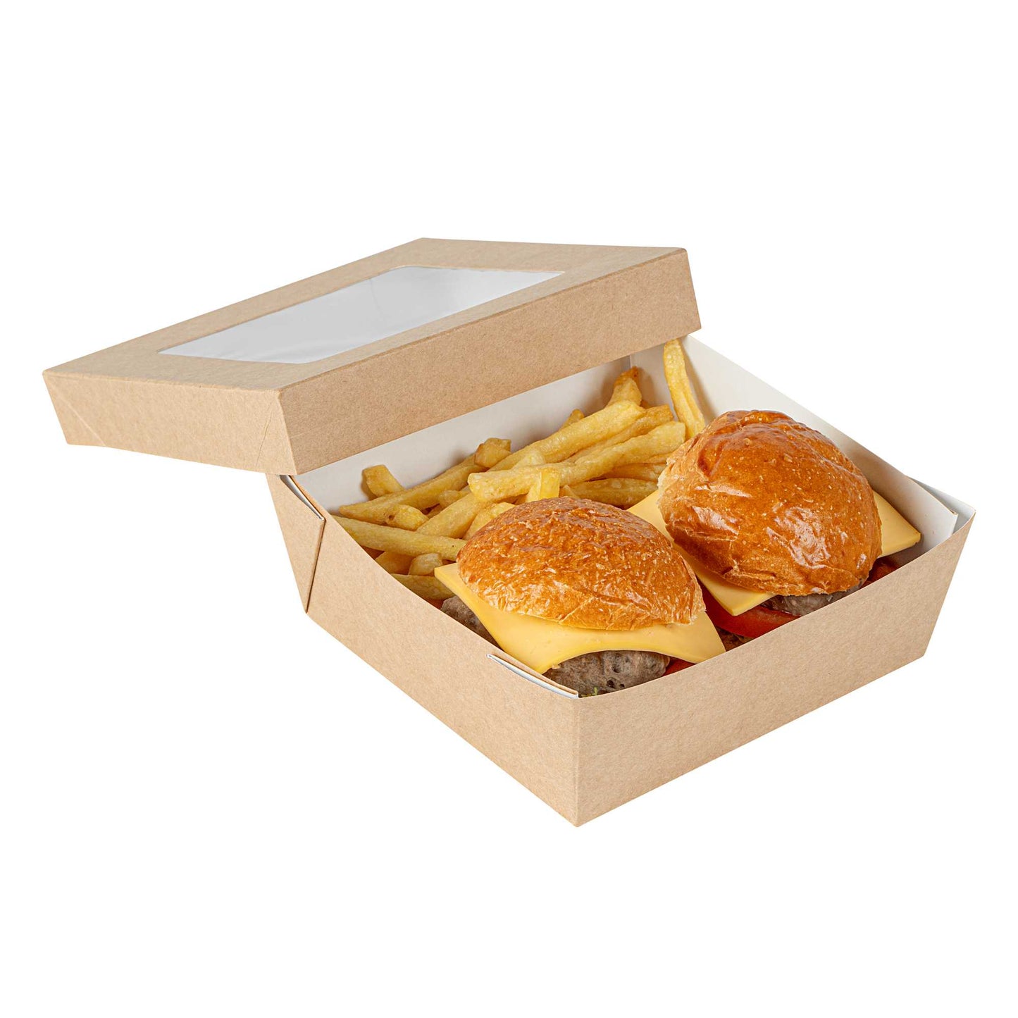 Cafe Vision 27 oz Square Kraft Paper Medium Take Out Container - 5 1/4" x 5 1/4" x 2" - 200 count box