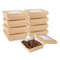 Cafe Vision 34 oz Square Kraft Paper Large Take Out Container - 6" x 6" x 2" - 25 count box
